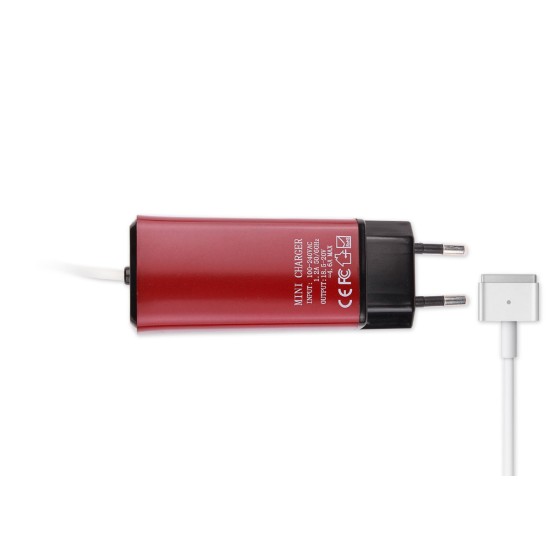 -Color, Apple MacBook 85W MagSafe 2 Mini Adaptör - Kırmızı