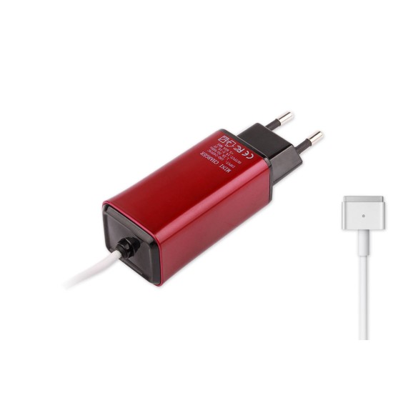 -Color, Apple MacBook 45W-60W MagSafe 2 Mini Adaptör - Kırmızı