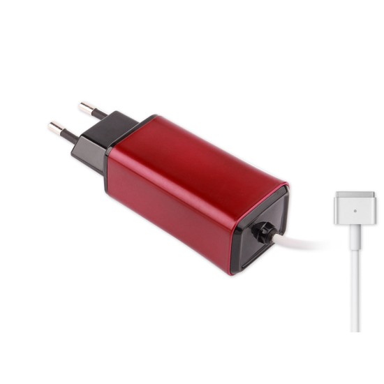 -Color, Apple MacBook 45W-60W MagSafe 2 Mini Adaptör - Kırmızı