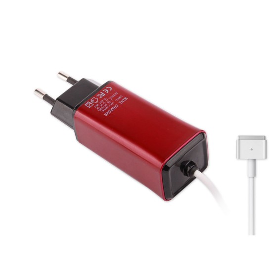 -Color, Apple MacBook 45W-60W MagSafe 2 Mini Adaptör - Kırmızı