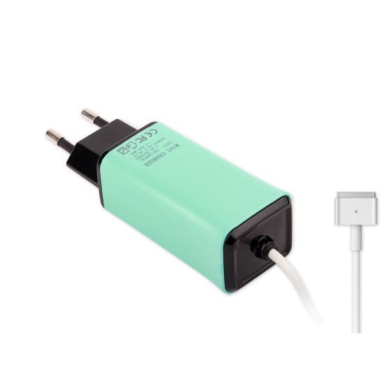 -Color, Apple MacBook 45W-60W MagSafe 2 Mini Adaptör - Turkuaz