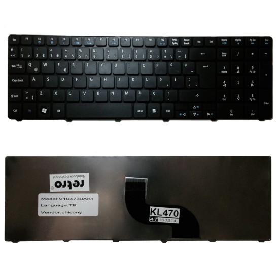 Acer Aspire 5536, 5738, 5810T Notebook Klavyesi - Siyah - TR Acer Aspire 5536, 5738, 5810T Notebook Klavyesi - Siyah - TR