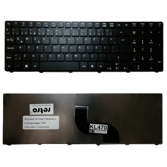 Acer Aspire 5536, 5738, 5810T Notebook Klavyesi - Siyah - TR