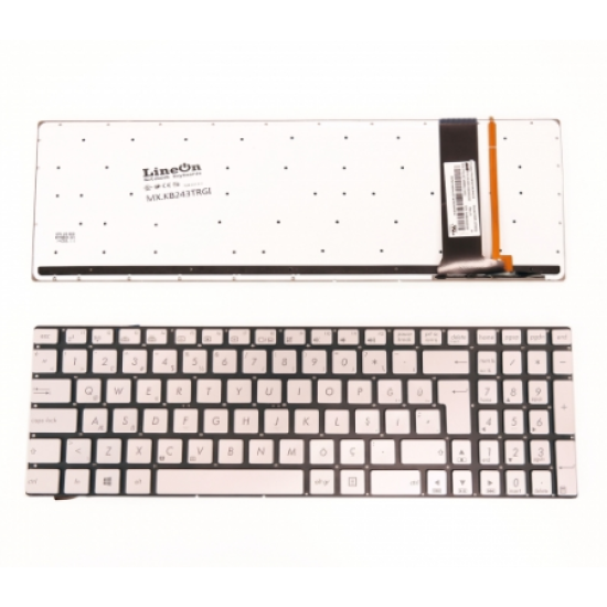 Asus VivoBook Pro N752 N752V N752VX Notebook Klavye Silver