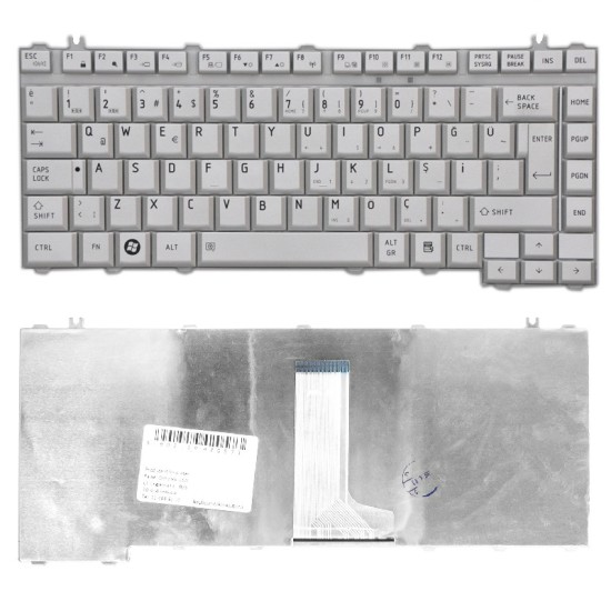 Toshiba Satellite A200, A300, L300, M200, M300 Notebook Klavyesi - Silver - TR